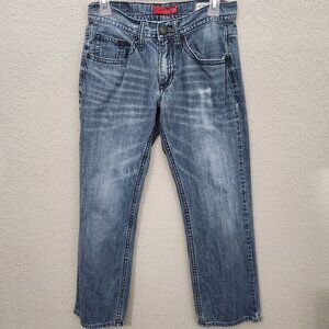 Guess Relaxed Straight Fit Jeans Mens Size 28 Distressed Faded Blue Rowland